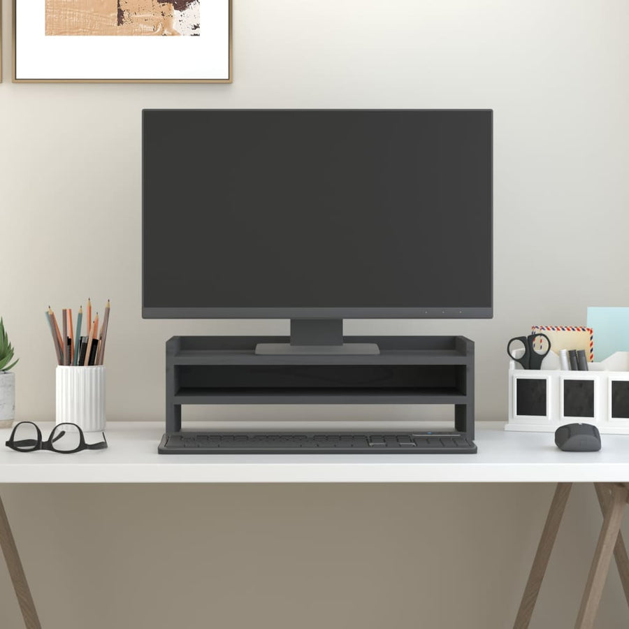 Monitorstandaard 50x24x16 cm massief grenenhout grijs 50 x 24 x 16 cm Grijs
