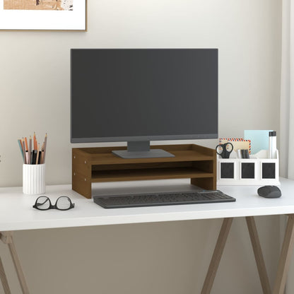 Monitorstandaard 50x24x16 cm massief grenenhout honingbruin