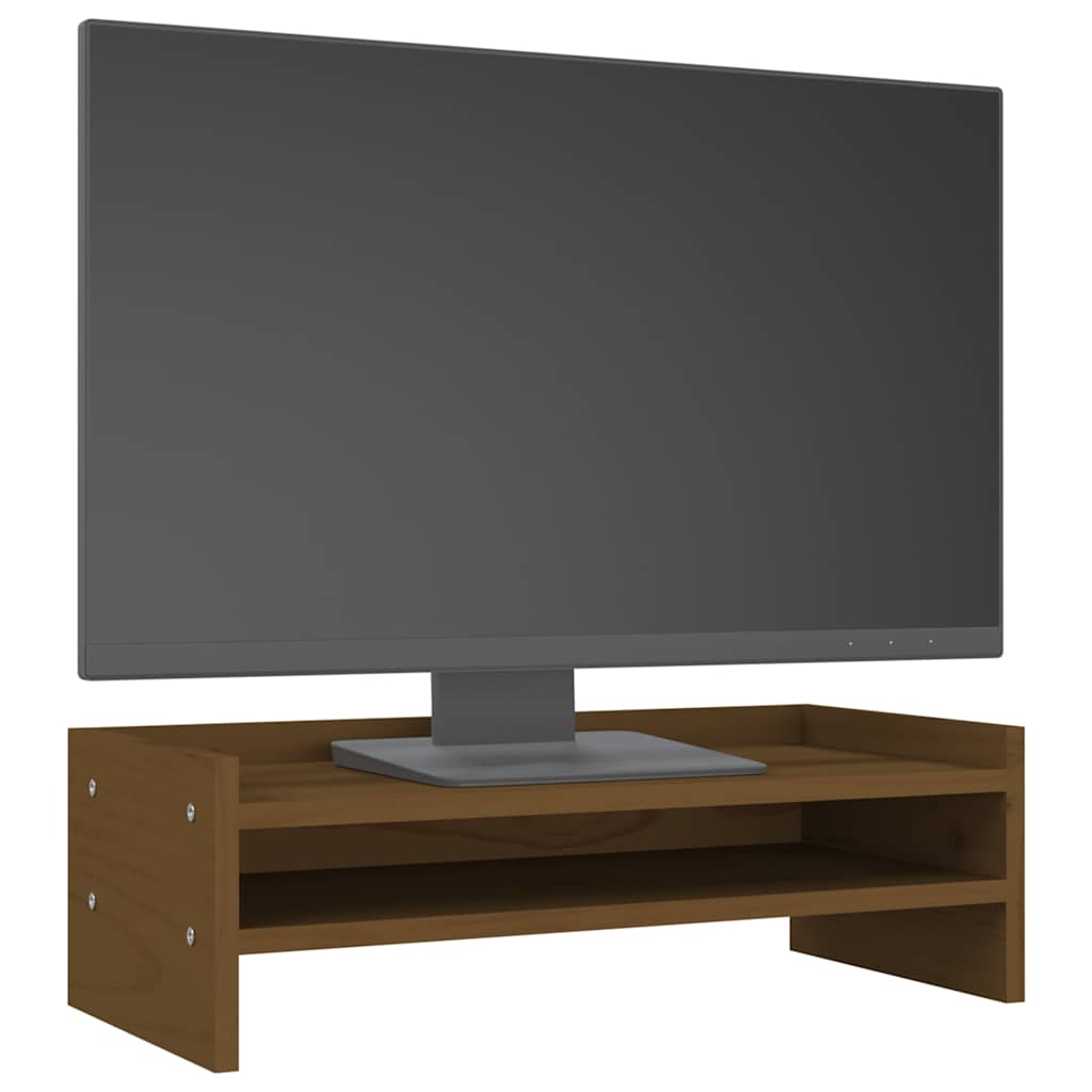 Monitorstandaard 50x24x16 cm massief grenenhout honingbruin