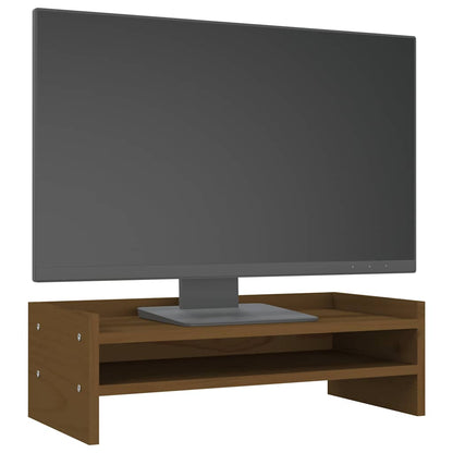 Monitorstandaard 50x24x16 cm massief grenenhout honingbruin