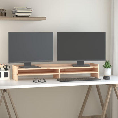 Monitorstandaard Massief Grenenhout 100 x 24 x 16 cm Naturel