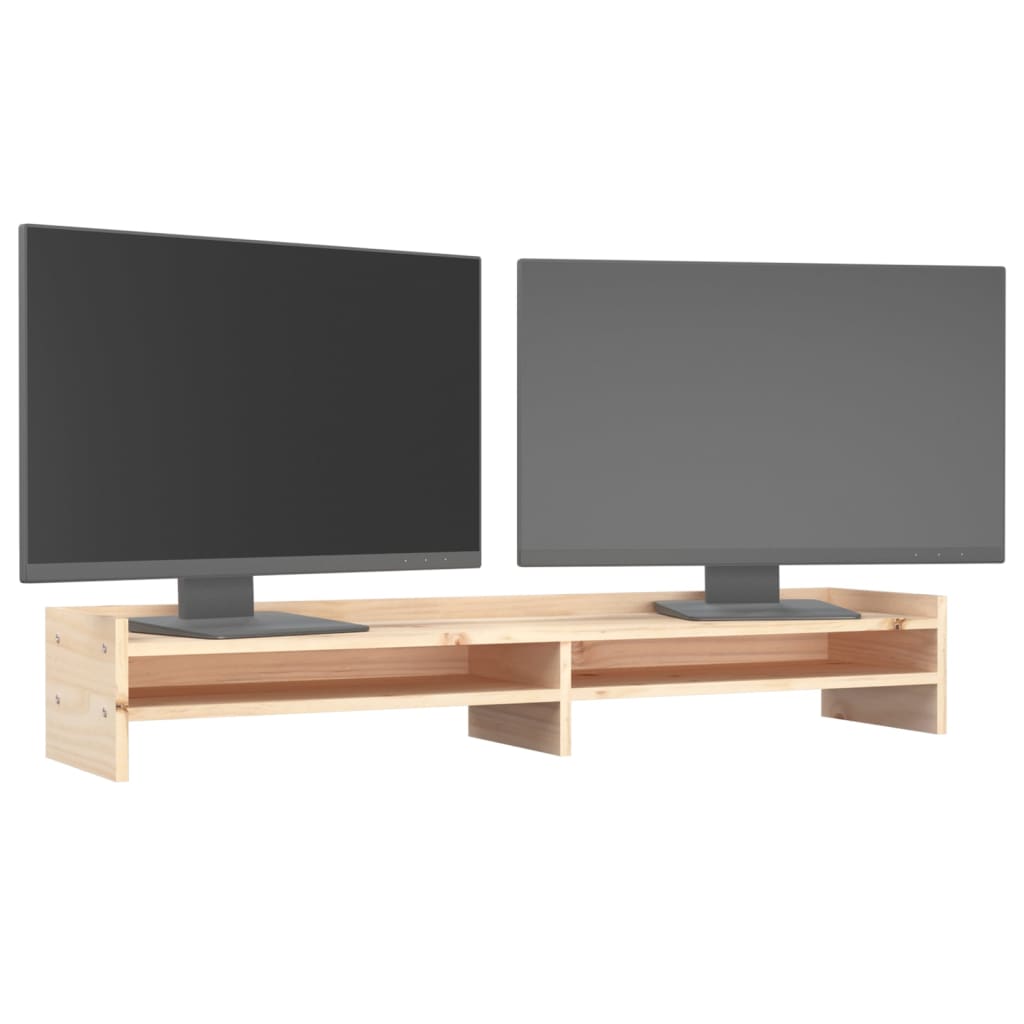 Monitorstandaard Massief Grenenhout 100 x 24 x 16 cm Naturel