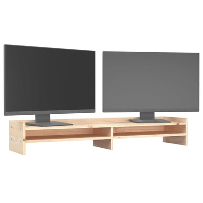 Monitorstandaard Massief Grenenhout 100 x 24 x 16 cm Naturel