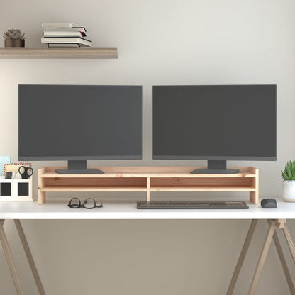 Monitorstandaard Massief Grenenhout 100 x 24 x 16 cm Naturel