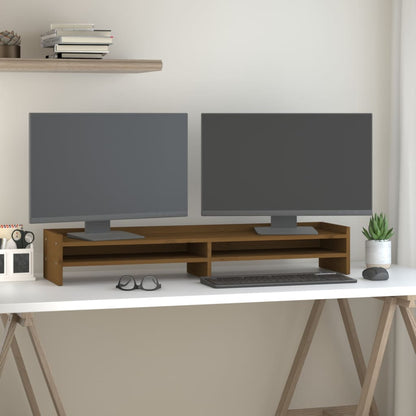 Monitorstandaard 100x24x16 cm massief grenenhout honingbruin 103 x 24 x 16 cm Honingbruin