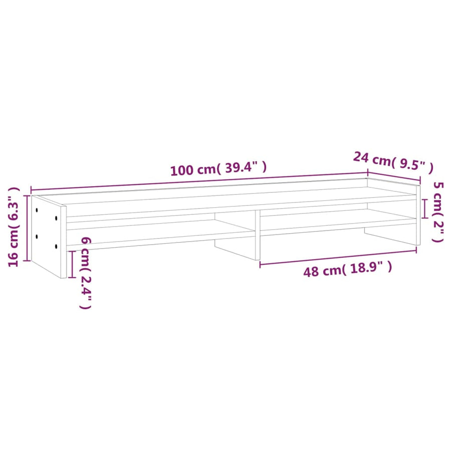 Monitorstandaard 100x24x16 cm massief grenenhout honingbruin 103 x 24 x 16 cm Honingbruin