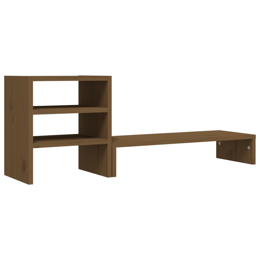 Monitorstandaard 81x20x30 cm massief grenenhout honingbruin Honingbruin