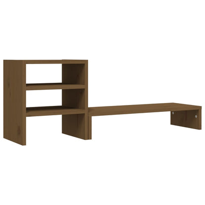 Monitorstandaard 81x20x30 cm massief grenenhout honingbruin Honingbruin