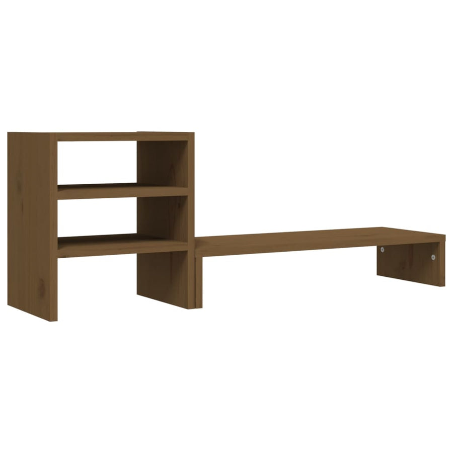 Monitorstandaard 81x20x30 cm massief grenenhout honingbruin Honingbruin