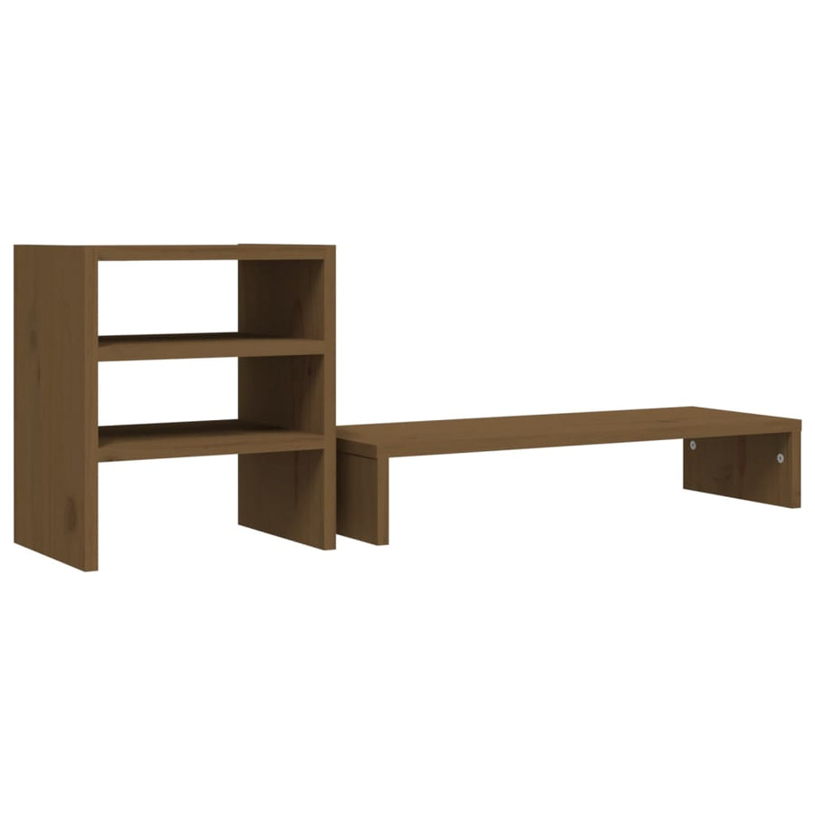 Monitorstandaard 81x20x30 cm massief grenenhout honingbruin Honingbruin