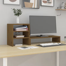 Monitorstandaard 81x20x30 cm massief grenenhout honingbruin Honingbruin