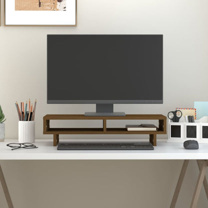 Monitorstandaard 60x27x14 cm massief grenenhout honingbruin 60 x 27 x 14 cm Honingbruin
