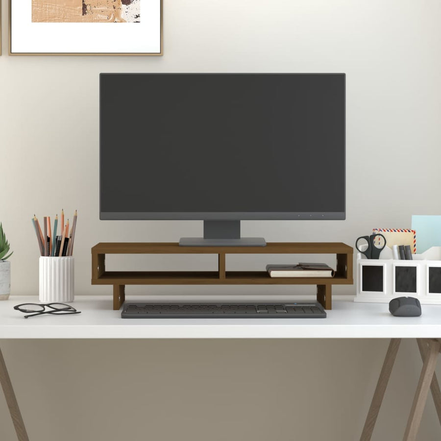 Monitorstandaard 60x27x14 cm massief grenenhout honingbruin 60 x 27 x 14 cm Honingbruin