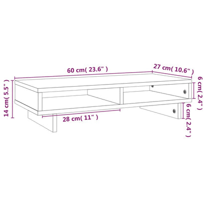 Monitorstandaard 60x27x14 cm massief grenenhout honingbruin 60 x 27 x 14 cm Honingbruin