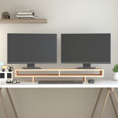 Monitorstandaard 100X27X14 Cm Massief Grenenhout 100 x 27 x 14 cm Naturel