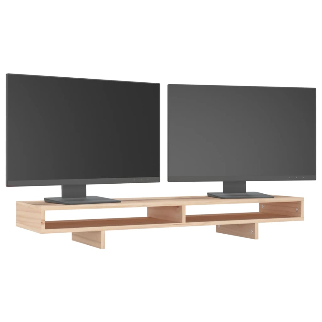 Monitorstandaard 100X27X14 Cm Massief Grenenhout 100 x 27 x 14 cm Naturel