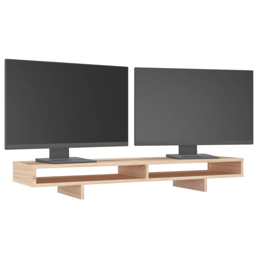 Monitorstandaard 100X27X14 Cm Massief Grenenhout 100 x 27 x 14 cm Naturel