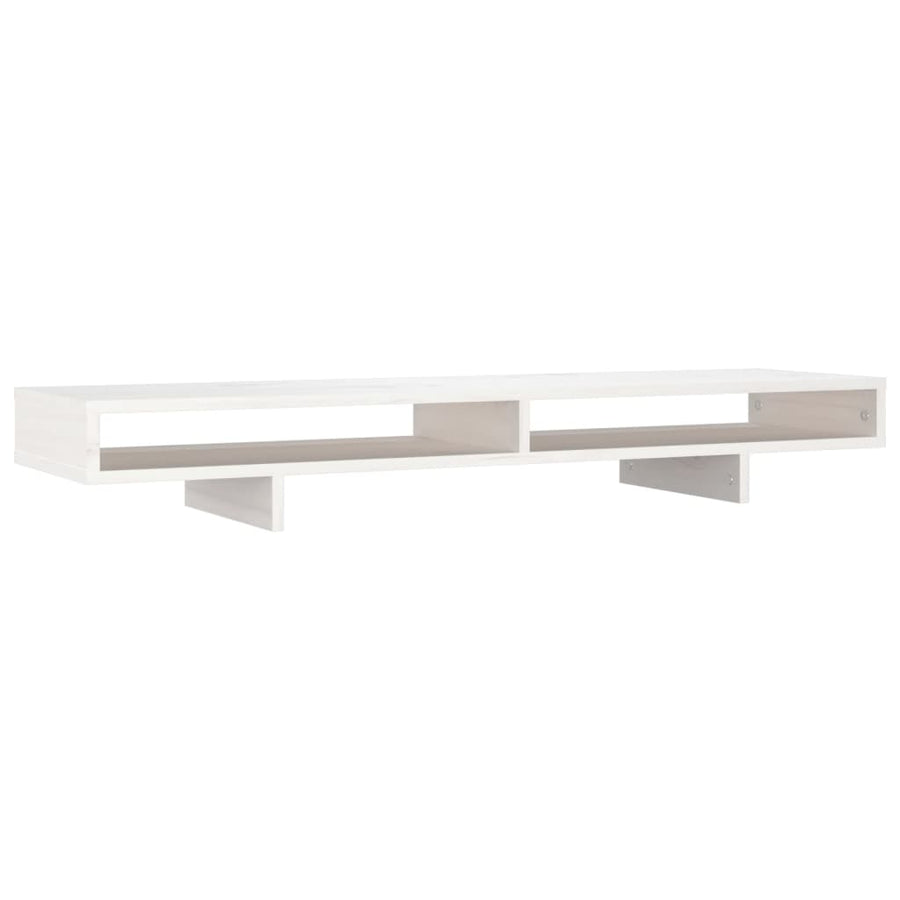 Monitorstandaard 100x27x14 cm massief grenenhout wit 100 x 27 x 14 cm Wit