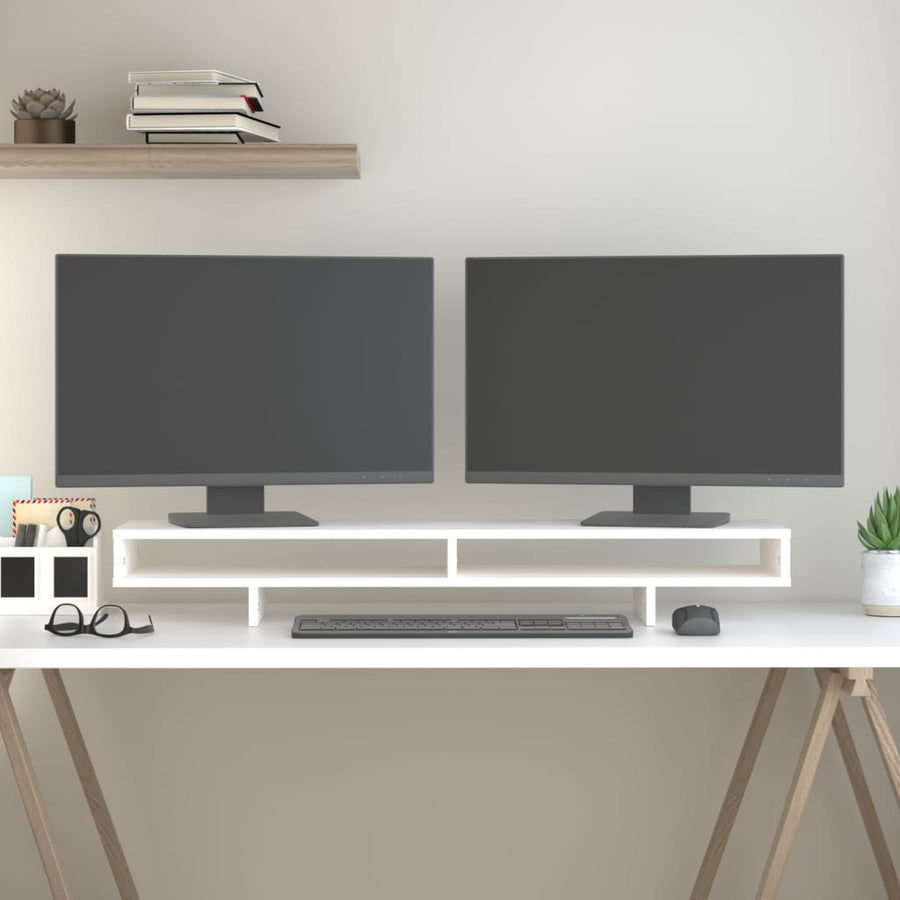 Monitorstandaard 100x27x14 cm massief grenenhout wit 100 x 27 x 14 cm Wit