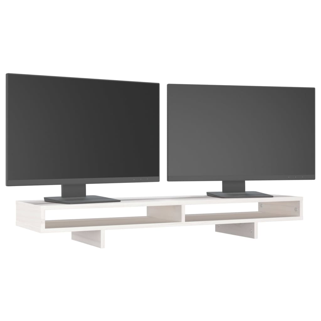 Monitorstandaard 100x27x14 cm massief grenenhout wit 100 x 27 x 14 cm Wit