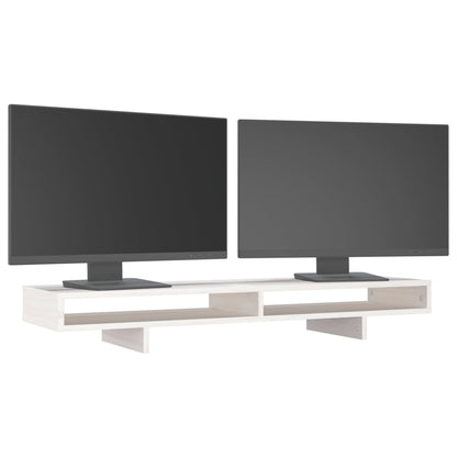 Monitorstandaard 100x27x14 cm massief grenenhout wit 100 x 27 x 14 cm Wit
