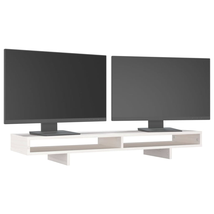 Monitorstandaard 100x27x14 cm massief grenenhout wit 100 x 27 x 14 cm Wit