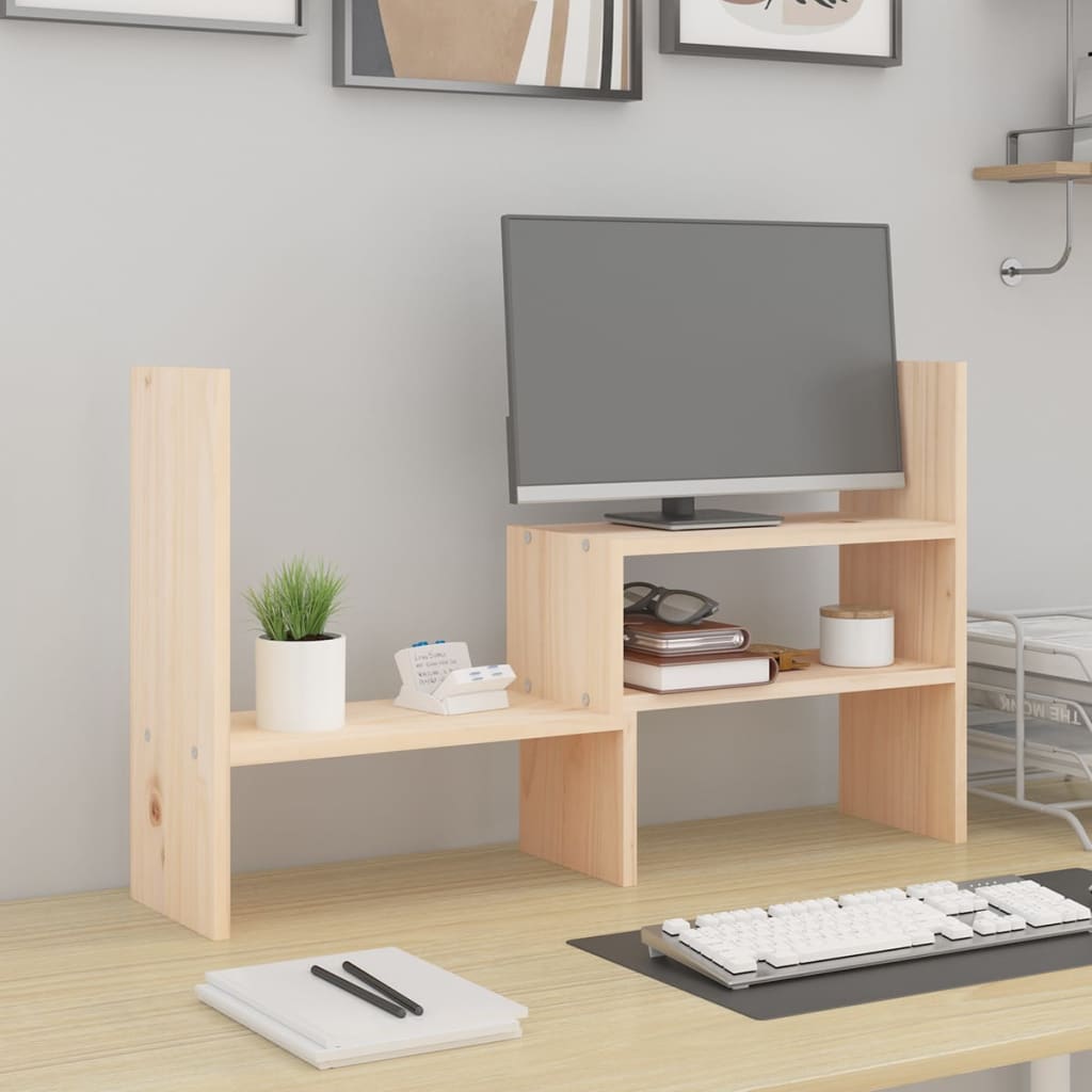 Monitorstandaard (39-72)X17X43 Cm Massief Grenenhout Naturel