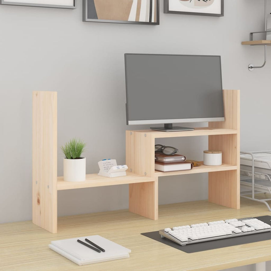 Monitorstandaard (39-72)X17X43 Cm Massief Grenenhout Naturel