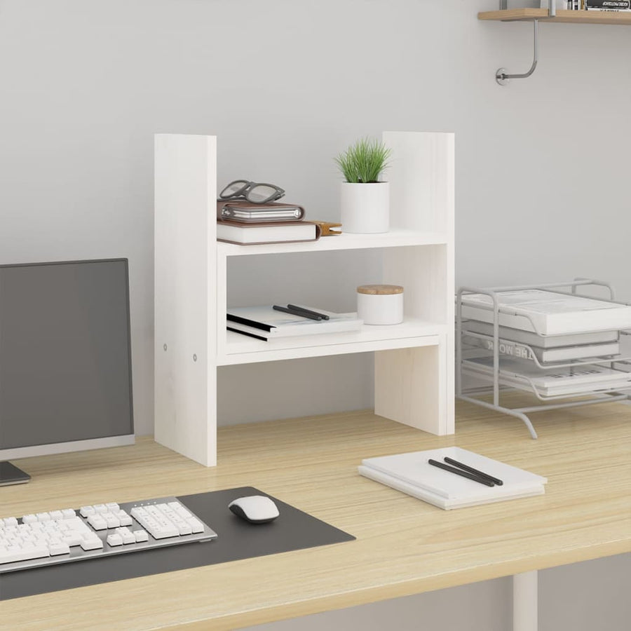 Monitorstandaard (39-72)x17x43 cm massief grenenhout wit Wit