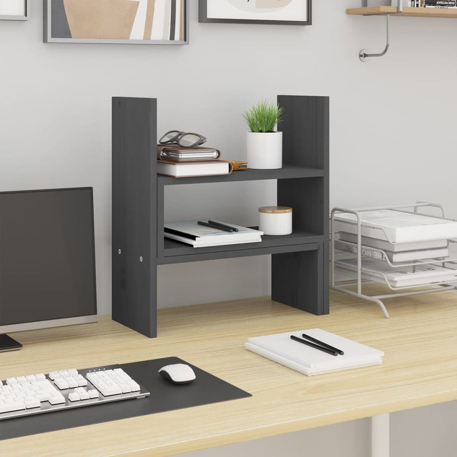 Monitorstandaard (39-72)x17x43 cm massief grenenhout grijs Grijs