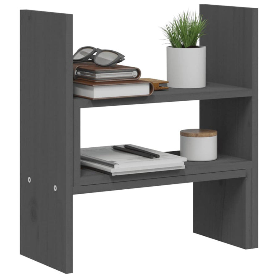 Monitorstandaard (39-72)x17x43 cm massief grenenhout grijs Grijs