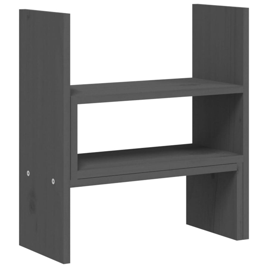Monitorstandaard (39-72)x17x43 cm massief grenenhout grijs Grijs