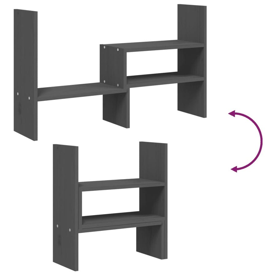 Monitorstandaard (39-72)x17x43 cm massief grenenhout grijs Grijs