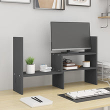 Monitorstandaard (39-72)x17x43 cm massief grenenhout grijs Grijs