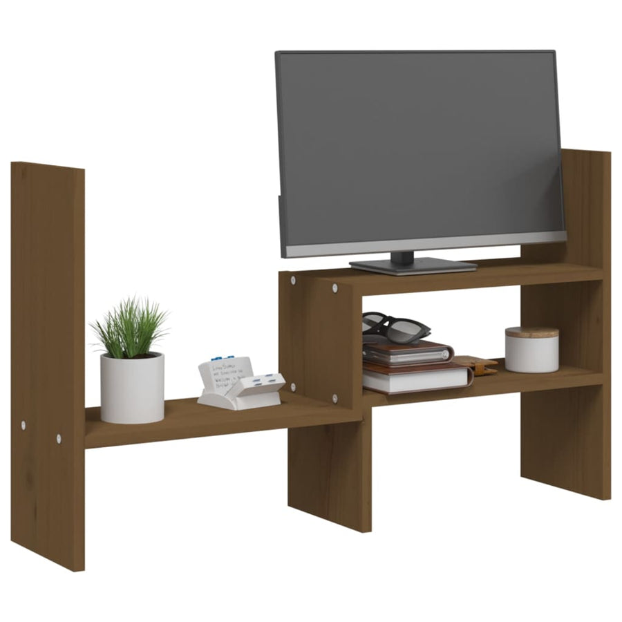 Monitorstandaard (39-72)X17X43 Cm Grenenhout Honingbruin