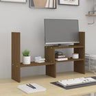 Monitorstandaard 39-72x17x43 cm massief grenenhout honingbruin
