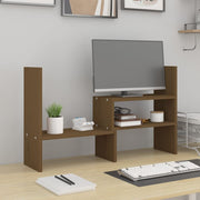 Monitorstandaard 39-72x17x43 cm massief grenenhout honingbruin
