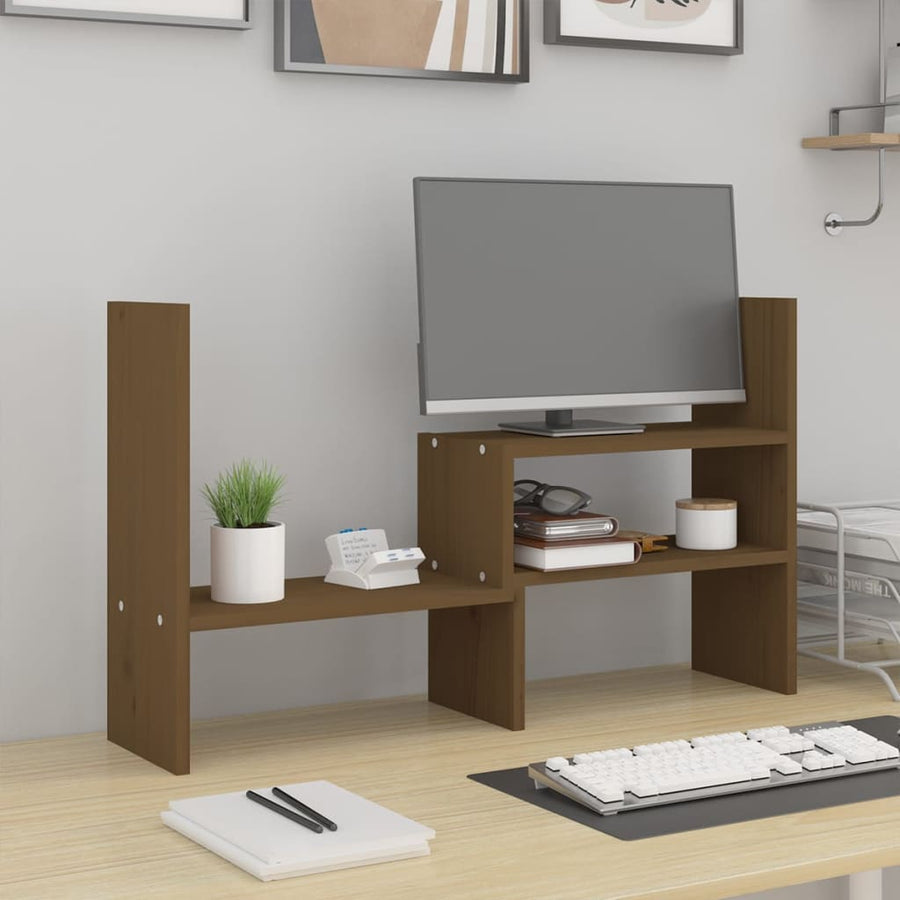 Monitorstandaard (39-72)X17X43 Cm Grenenhout Honingbruin