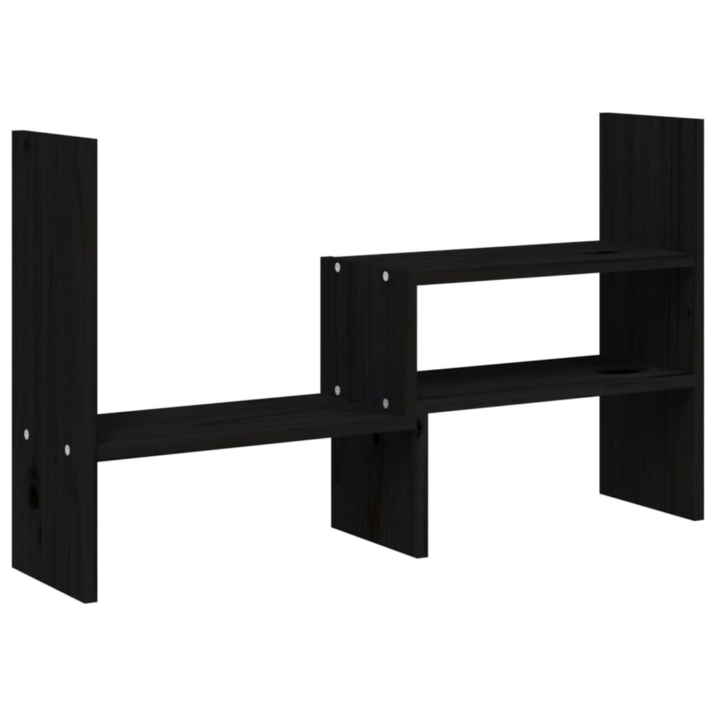 Monitorstandaard (39-72)x17x43 cm massief grenenhout zwart Zwart