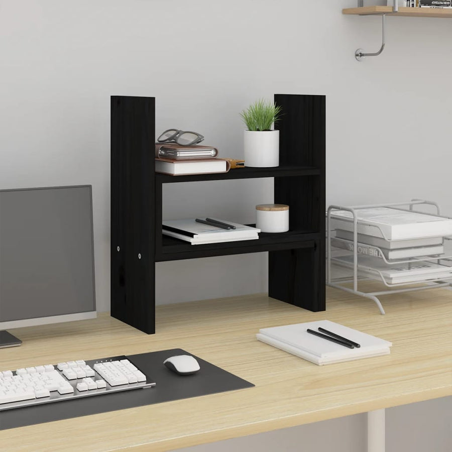Monitorstandaard (39-72)x17x43 cm massief grenenhout zwart Zwart
