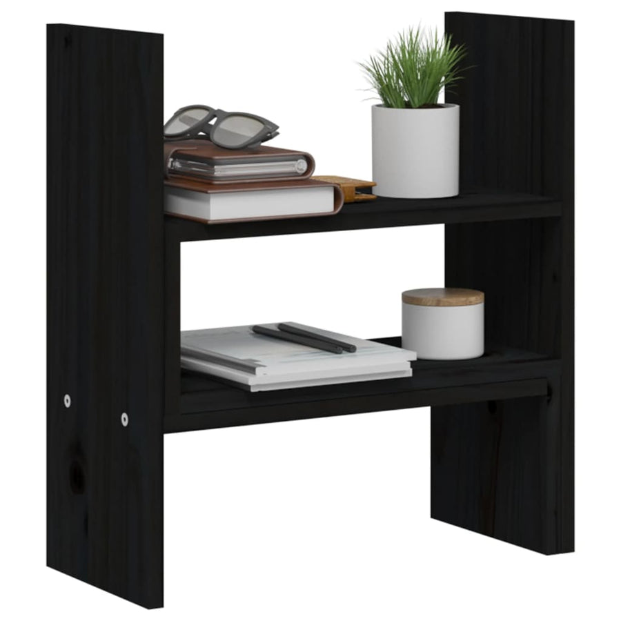 Monitorstandaard (39-72)x17x43 cm massief grenenhout zwart Zwart