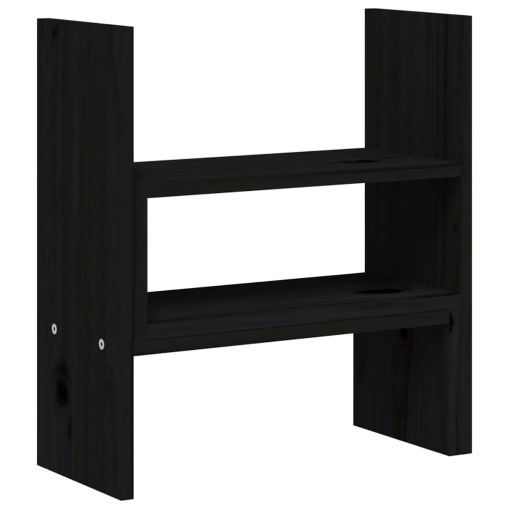 Monitorstandaard (39-72)x17x43 cm massief grenenhout zwart Zwart