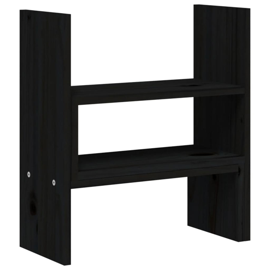 Monitorstandaard (39-72)x17x43 cm massief grenenhout zwart Zwart