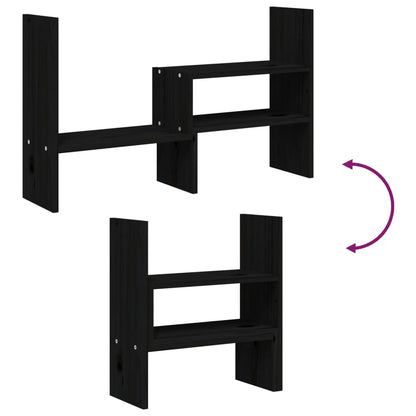 Monitorstandaard (39-72)x17x43 cm massief grenenhout zwart Zwart