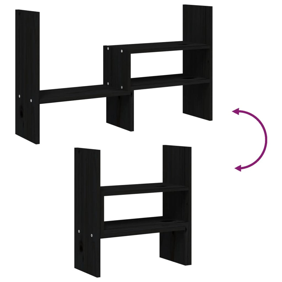 Monitorstandaard (39-72)x17x43 cm massief grenenhout zwart Zwart