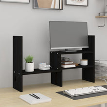 Monitorstandaard (39-72)x17x43 cm massief grenenhout zwart Zwart