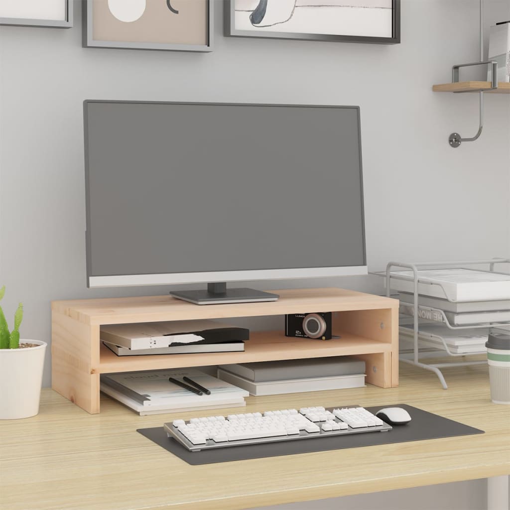 Monitorstandaard (52-101)X22X14 Cm Massief Grenenhout Naturel