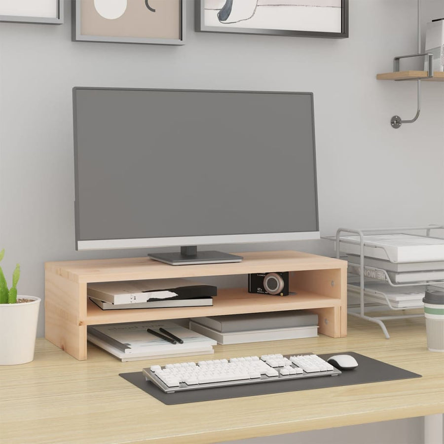 Monitorstandaard (52-101)X22X14 Cm Massief Grenenhout Naturel