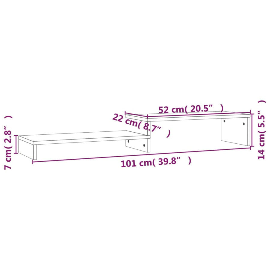 Monitorstandaard (52-101)X22X14 Cm Massief Grenenhout Naturel