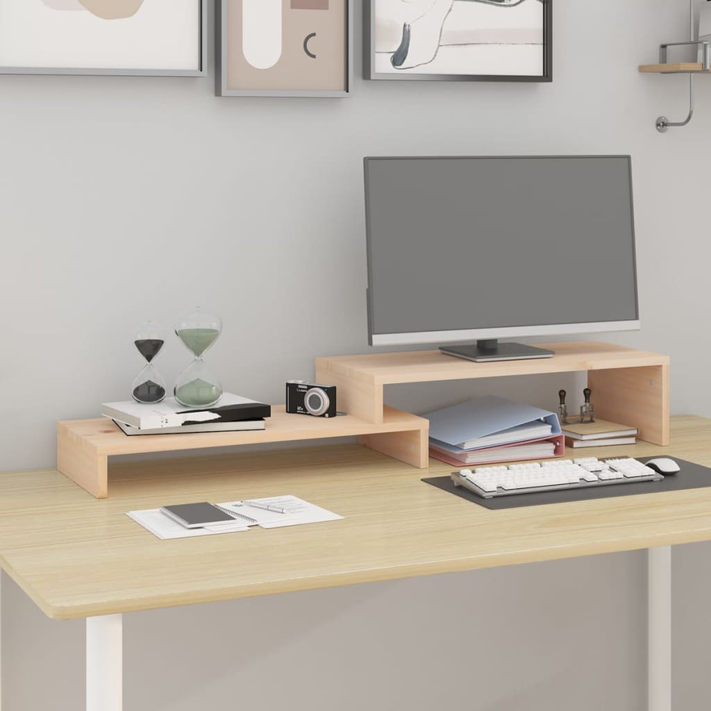 Monitorstandaard (52-101)X22X14 Cm Massief Grenenhout Naturel